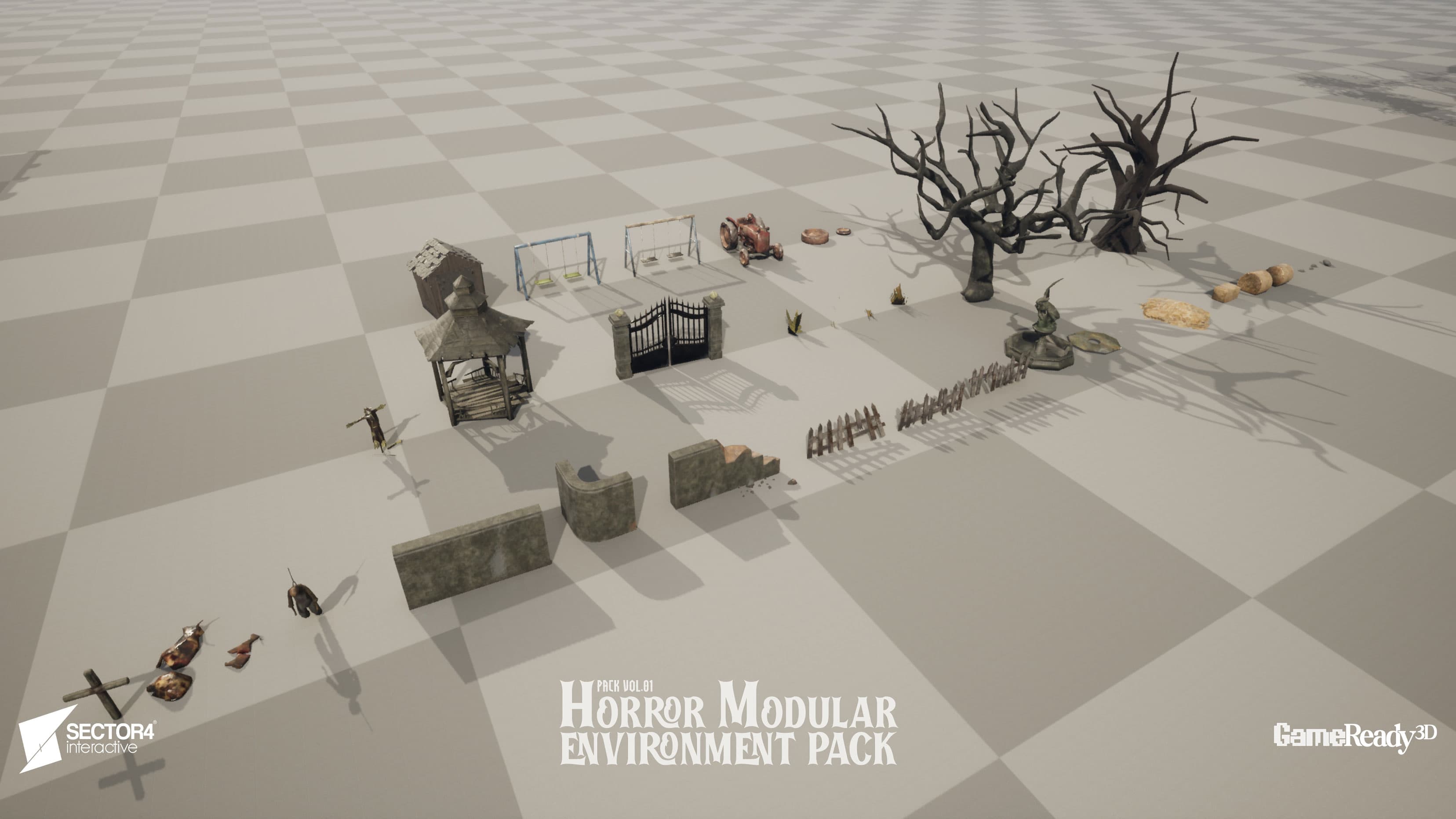 Horror Modular Environment Pack – Mansion, Barn & Creepy Props (With Demo Scene) - Gallery Image 11